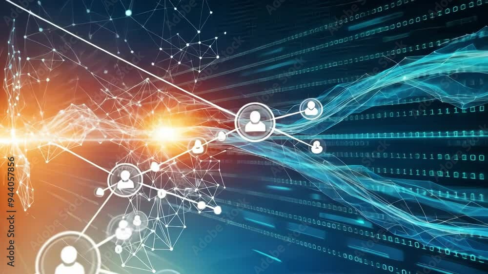 Aufkleber a dynamic representation of digital data streams illustrating technology and innovation through vibr