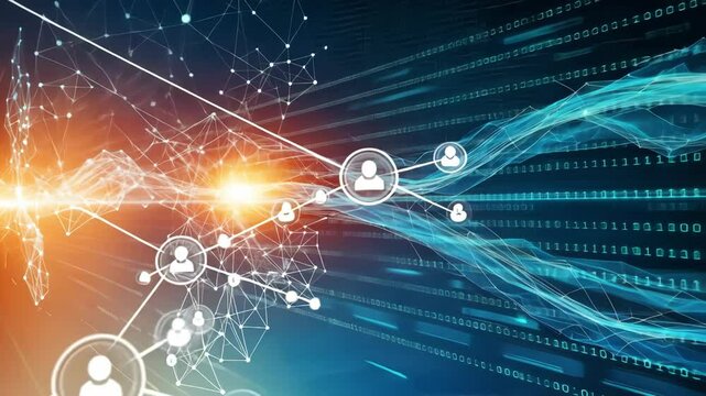 A dynamic representation of digital data streams illustrating technology and innovation through vibrant visuals