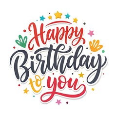 A colorful handwritten quotHappy Birthdayquot with decorative elements