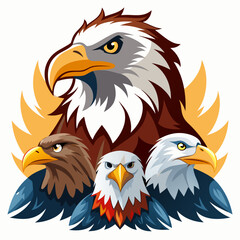 Obraz premium Group of Bald Eagles with Wings Spread Out