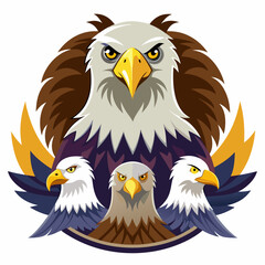 Fototapeta premium American Bald Eagle with Three Heads and Wings