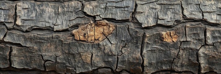 Fototapeta premium A detailed closeup view of rough tree bark that highlights intricate textures