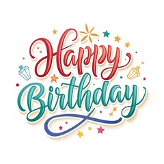 Obraz premium A colorful handwritten quotHappy Birthdayquot with decorative elements