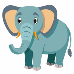 Obraz premium Cartoon Illustration of a Blue Elephant with Large Ears