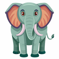 Obraz premium Cartoon Illustration of a Gray Elephant with Big Ears and a Trunk