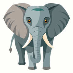 Obraz premium Cartoon Illustration of a Gray Elephant with Large Ears