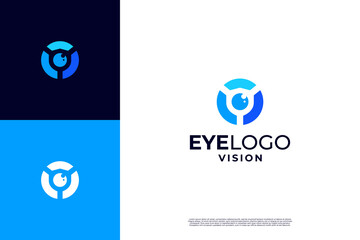 Vision shield logo design. Security camera logo.