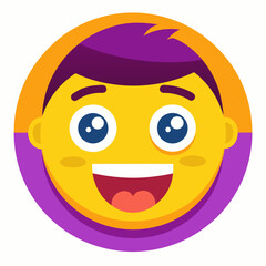 Fototapeta premium Cartoon Emoji With Open Mouth Smiling and Big Eyes