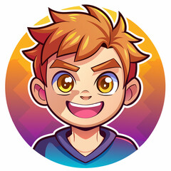 Obraz premium Cartoon Portrait of a Smiling Young Man with Orange Hair