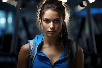 Fototapeta premium A determined woman in a workout setting, showcasing strength and focus, perfect for fitness and motivation themes.