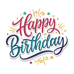 A colorful handwritten quotHappy Birthdayquot with decorative elements