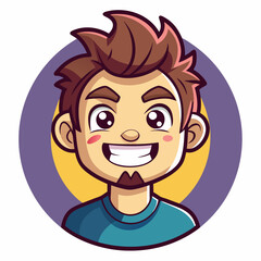 Obraz premium Smiling Cartoon Man with Brown Hair and Goatee