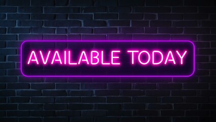 Obraz premium neon backlit style of the word available today on a brick wall background