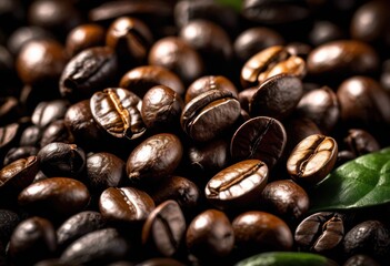 detailed close lively coffee beans highlighting rich textures natural patterns, brown, organic, surface, glossy, roasted, aromatic, vibrant, seed, beverage