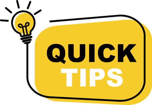 Quick tips sticker. Quick tips badge with lamp.