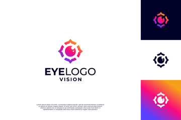 Vision control logo design. security tech logo