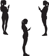 Girl using mobile Silhouette