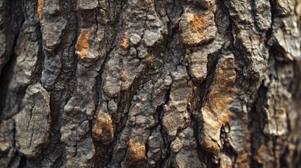 Fototapeta premium A detailed closeup view of rough tree bark that highlights intricate textures