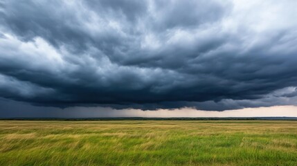 Obraz premium Cold front moving in with heavy clouds and wind, changing weather, turbulent atmosphere