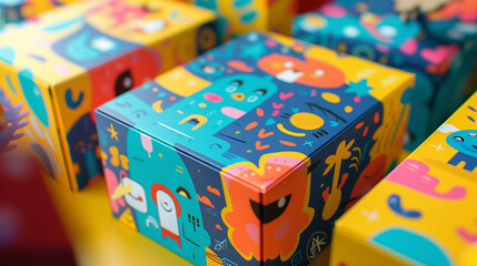 Colorful packaging design for a children's toy 