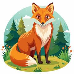 Obraz premium A Cartoon Fox Standing in a Forest Clearing
