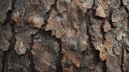 A detailed closeup view of rough tree bark that highlights intricate textures