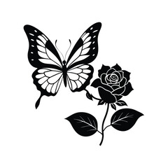 Obraz premium Silhouette of a rose flower isolated on a white background