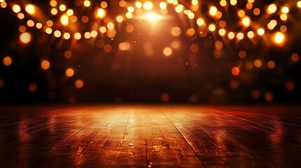 Stage lights forming an arch, soft warm tones, elegant and welcoming atmosphere, classic theater vibe