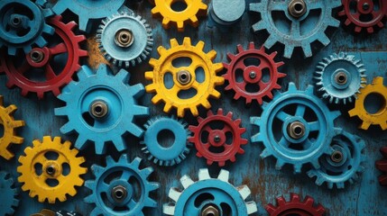 Interlocking gears symbolize seamless software integration, representing the synchronization and collaboration of different software systems
