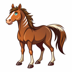 Obraz premium Cartoon Illustration of a Brown Horse with White Stripes