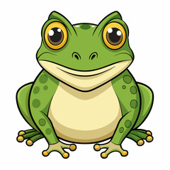 Obraz premium Cartoon Illustration of a Green Frog with Big Eyes and a Smile