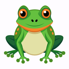 Obraz premium Cartoon Illustration of a Green Frog with Large Eyes