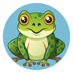 Obraz premium Cartoon Illustration of a Green Frog with Big Eyes