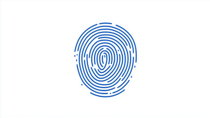 A single fingerprint scanned by a digital device, simple line drawing, high contrast, blue and white