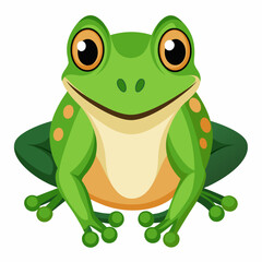 Cartoon Illustration of a Green Frog with Big Eyes