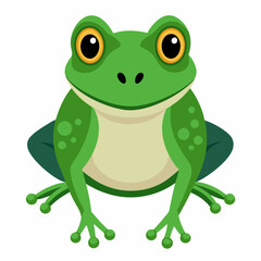 Obraz premium Cartoon Green Frog with Large Eyes and a Smile
