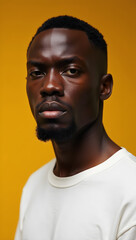 Fototapeta premium Intense Expression of a Black Man on Yellow Background