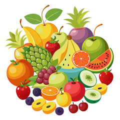 Colorful Arrangement of Fresh Fruits and Berries