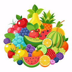 Colorful Assortment of Fresh Fruits and Berries