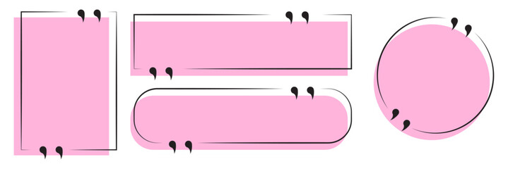 Quote box frames set isolated on white background. Bubble quotation, comment, message borders design eps10