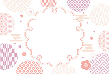 梅　ポップ　和柄　雪輪のフレーム	