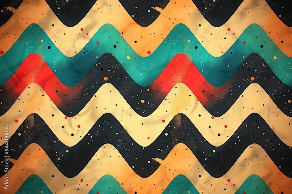 Poster abstract zigzag pattern with watercolor colors, creating a dynamic and seamless design