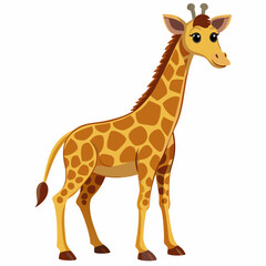 Naklejka premium Cartoon Giraffe with Brown Spots and Big Eyes