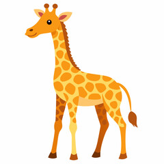 Obraz premium Cartoon Illustration of a Standing Giraffe with Brown Spots
