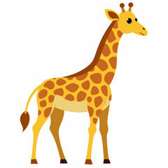 Obraz premium Cartoon Illustration of a Yellow Giraffe with Brown Spots