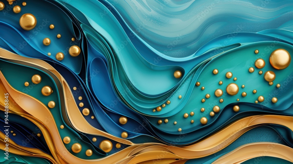 Poster golden ratio abstract art featuring fluid and liquid forms, intricate patterns swirling and merging 