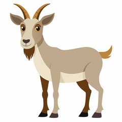 Cartoon Illustration of a Friendly Brown Goat