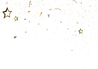 XMAS stars. Confetti celebration, Falling golden abstract decoration for party, birthday celebrate,