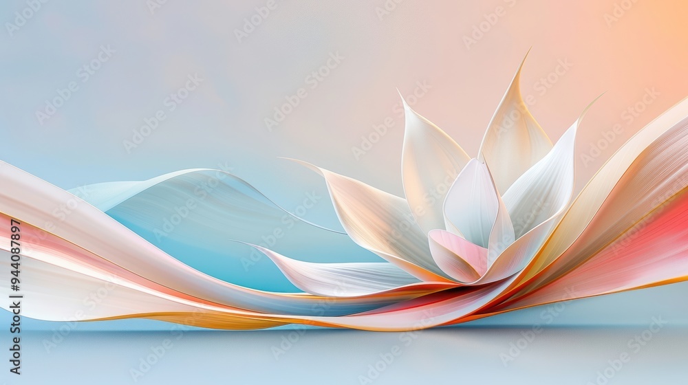 Poster elegant abstract art piece utilizing the golden ratio, with smooth lines and subtle color transition
