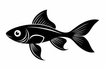 Guppy fish silhouette black vector art illustration